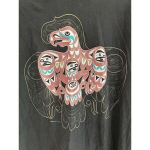 Vintage Hanes Beefy T Shirt Single Stitch Native American Eagle Totem Black